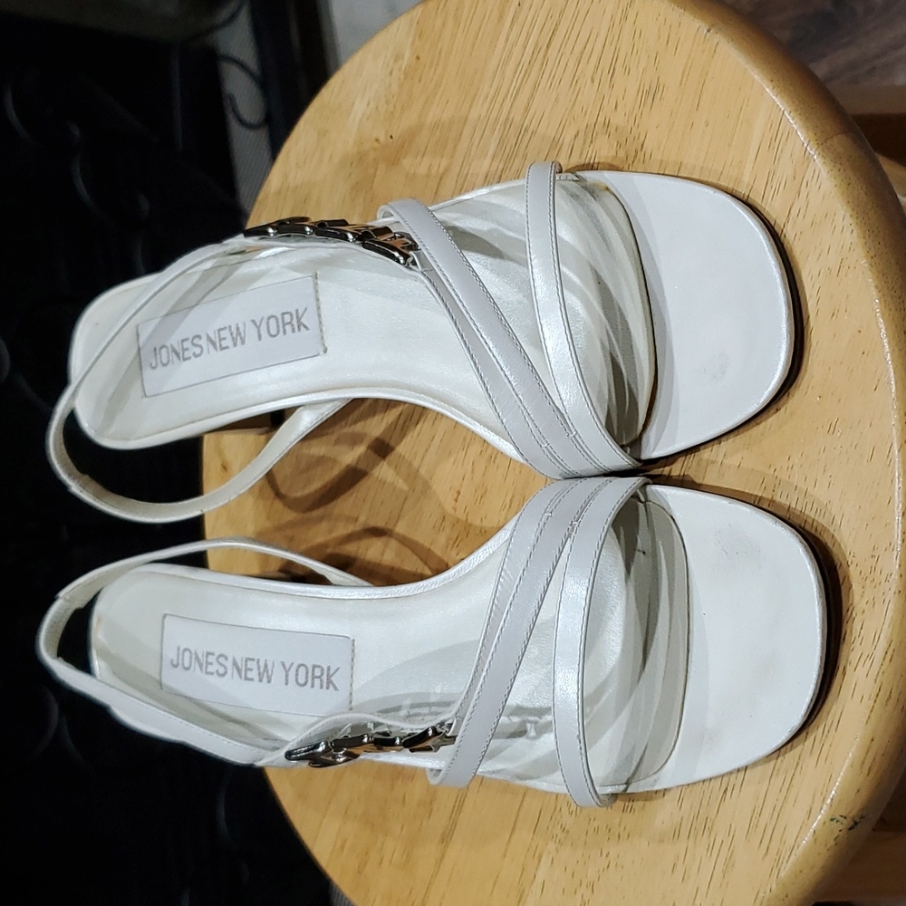 Jones New York White Strappy Heels